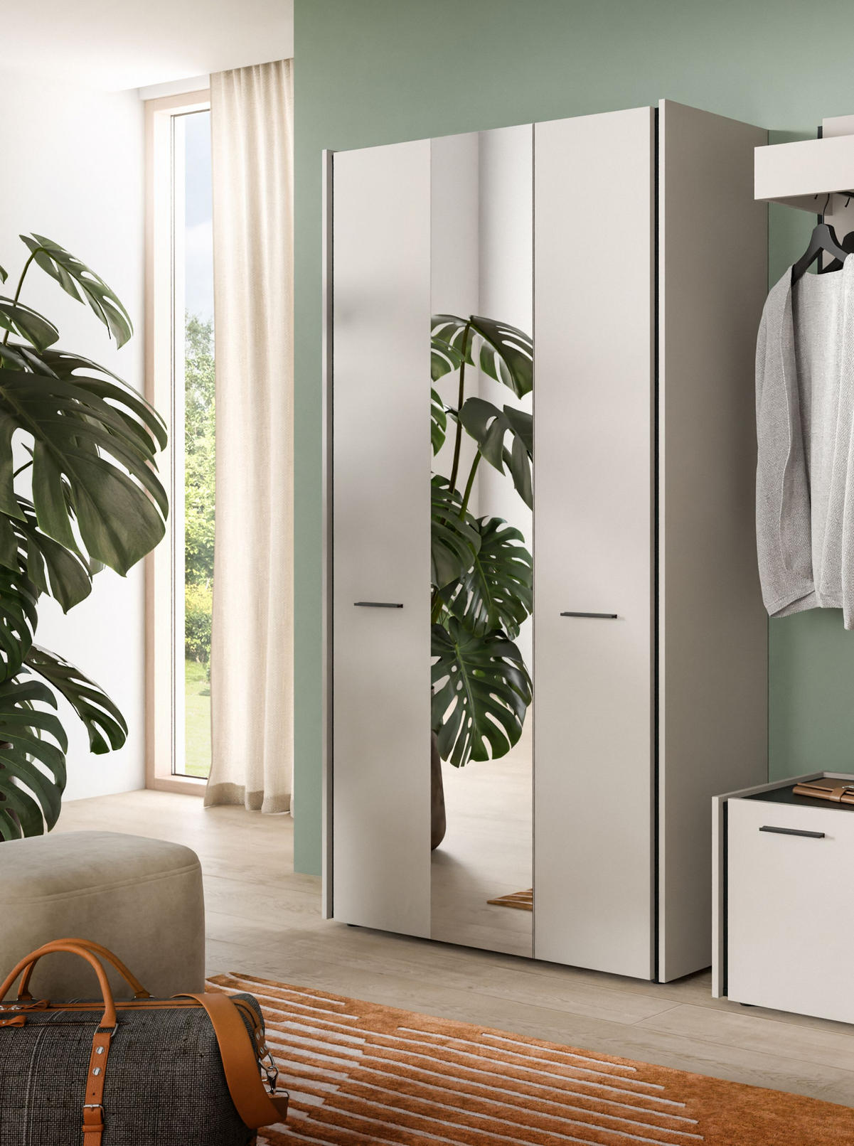 GARDEROBENSCHRANK Emil Kaschmir 107/37/190 cm - Beige, Holzwerkstoff (107/190/37cm) - Xonox