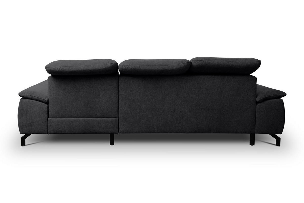 ECKSOFA MALIBU mit Schlaffunktion und Bettkasten, Farbe: Schwarz, Velourstoff, Ottomane Rechts - Schwarz, Textil (276/184cm) - VENASI MÖBEL