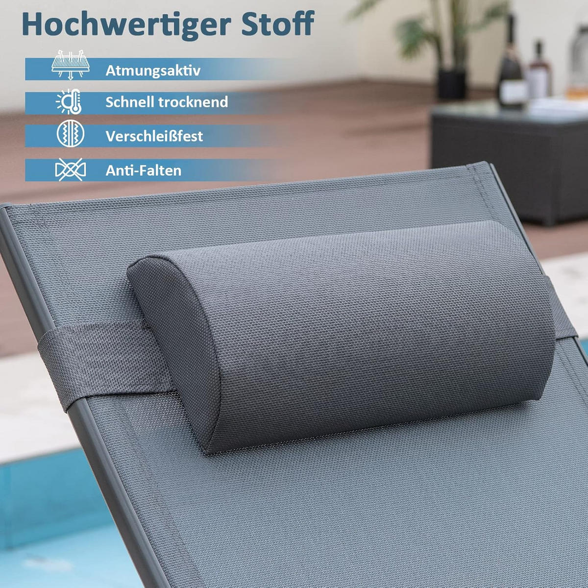 SONNENLIEGE mit Schaukelfunktion Grau - Grau, Metall (70/101/152cm) - COSTWAY