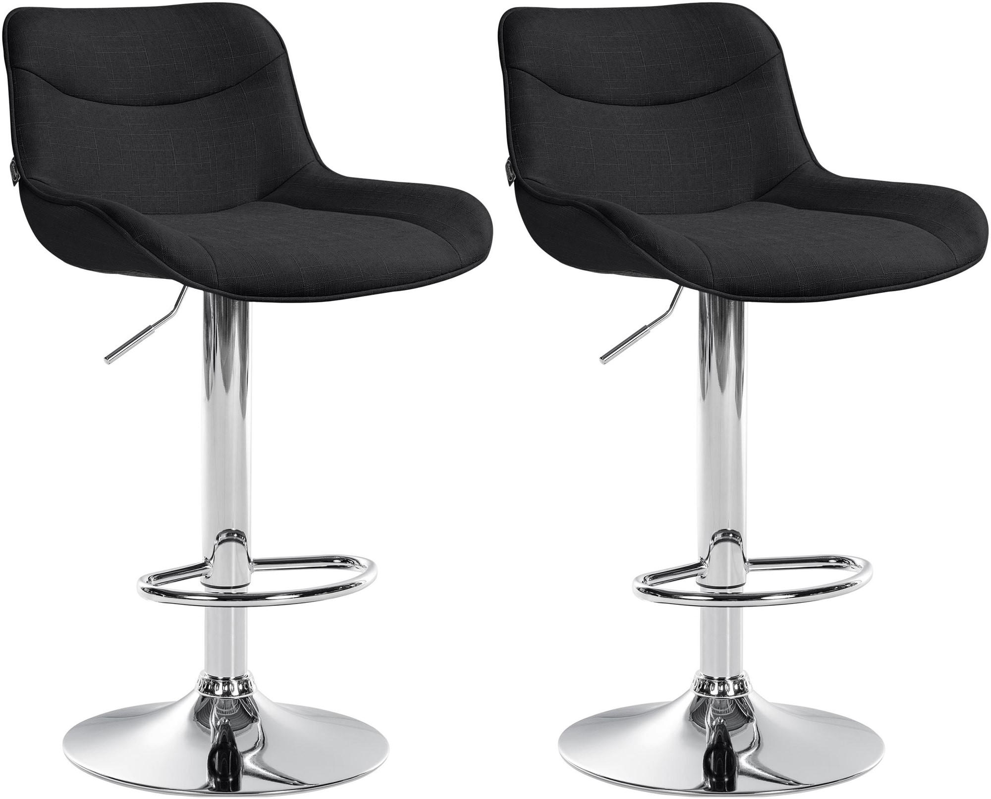 BARHOCKER 2er Set Stoff schwarz - Chromfarben/Schwarz, Textil/Metall (49/85/51cm) - CLP