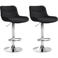 BARHOCKER 2er Set Stoff schwarz - Chromfarben/Schwarz, Textil/Metall (49/85/51cm) - CLP