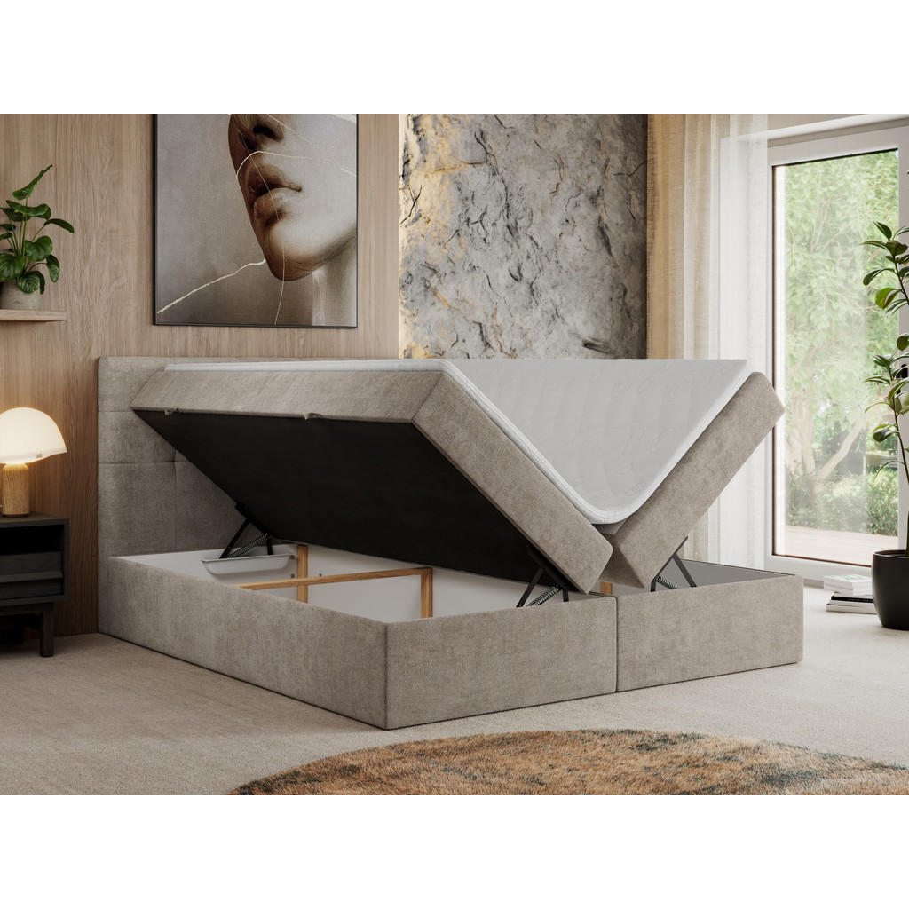Thumbnail - MKS Boxbett, Beige, Textil, 1-Sitzer, H4, Rechteckig, 180x200 cm, Schlafzimmer, Betten, Boxspringbetten