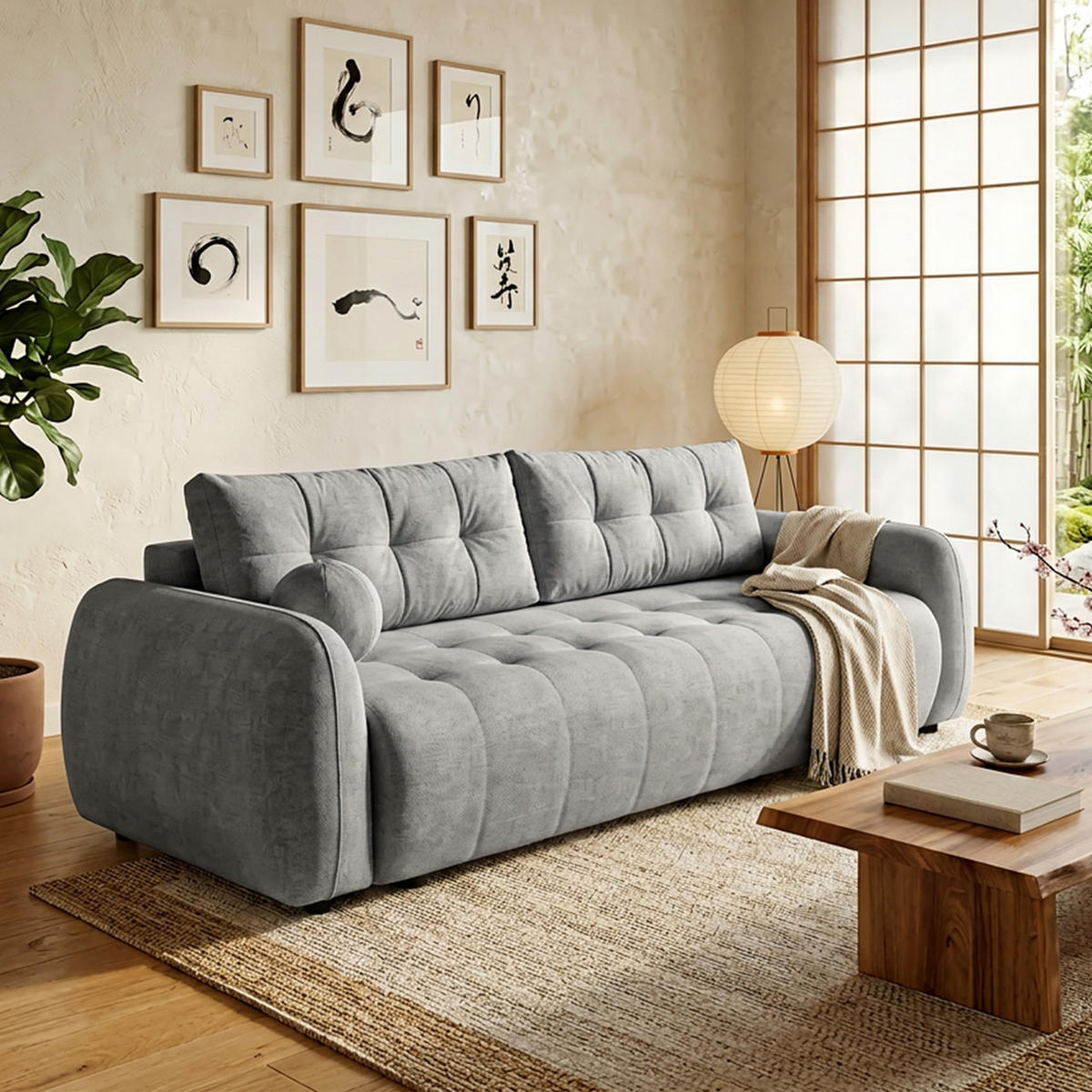 SOFA ARNIS mit Schlaffunktion, Grau - Grau, Textil (252/70/105cm) - Fedve