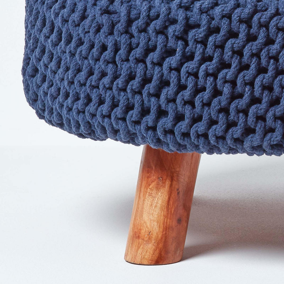 STRICK-HOCKER dunkelblau, rund 62/62/30 cm - Dunkelblau, Textil (62/30/62cm) - Homescapes