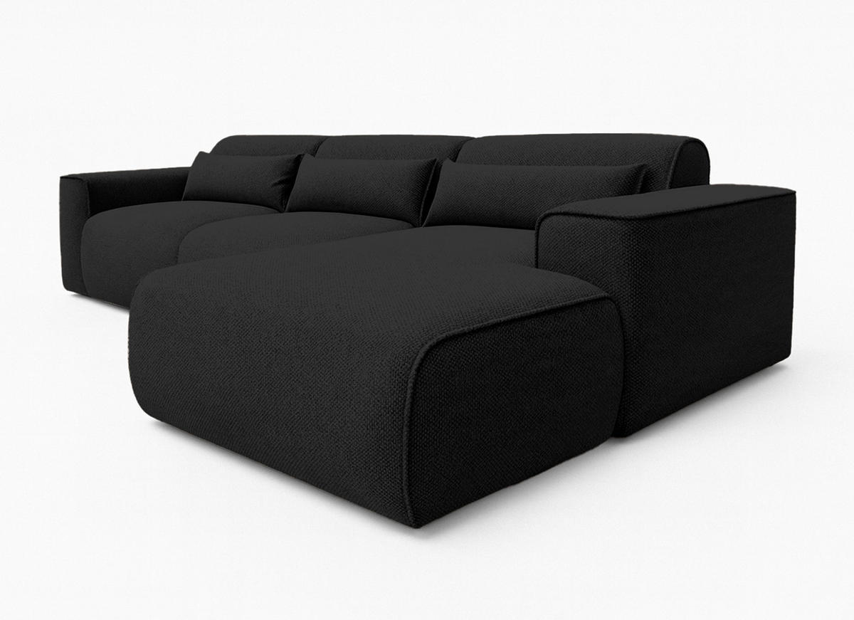 ECKSOFA L Form Ruyam Schwarz 310/165/78 cm – Schlaffunktion Rechts - Schwarz, Kunststoff/Textil (310/170cm) - AX Living