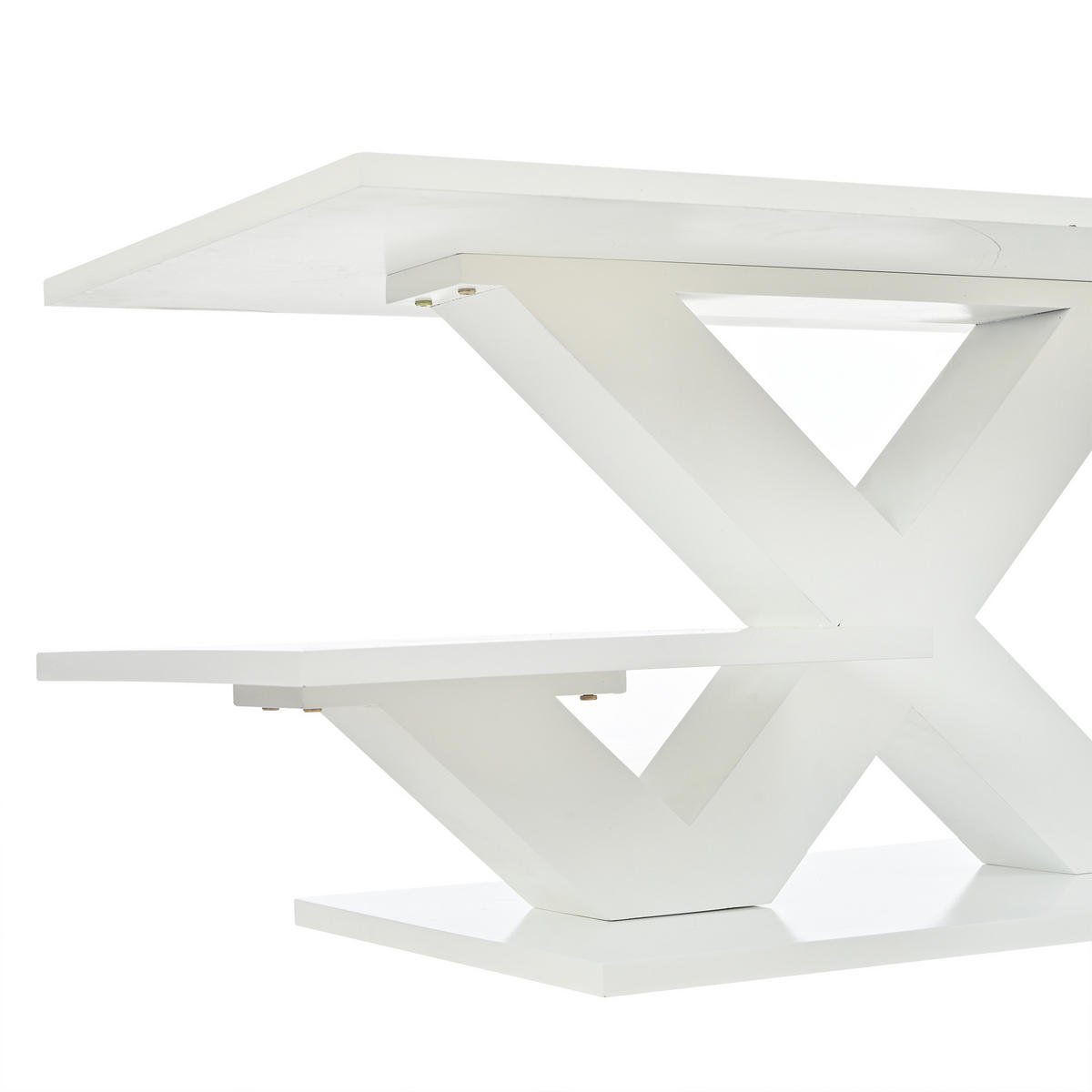 COUCHTISCH DE-37146 mit X-förmigen Beinen und Doppeltischplatte Weiß - Weiß, Holzwerkstoff (100/48/45cm) - ComfortXL