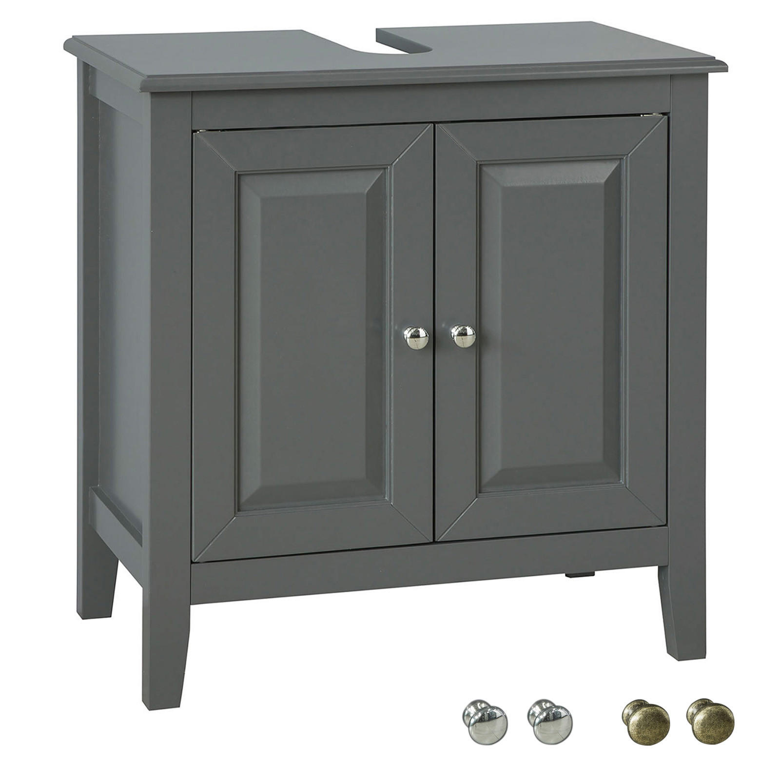 WASCHBECKENUNTERSCHRANK Grau - Grau, Holzwerkstoff (60/62/30cm) - SoBuy
