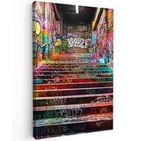 SLIKA NA PLATNU Stopnice 90x140 cm - večbarvno, tekstil (90/140cm) - MuchoWow