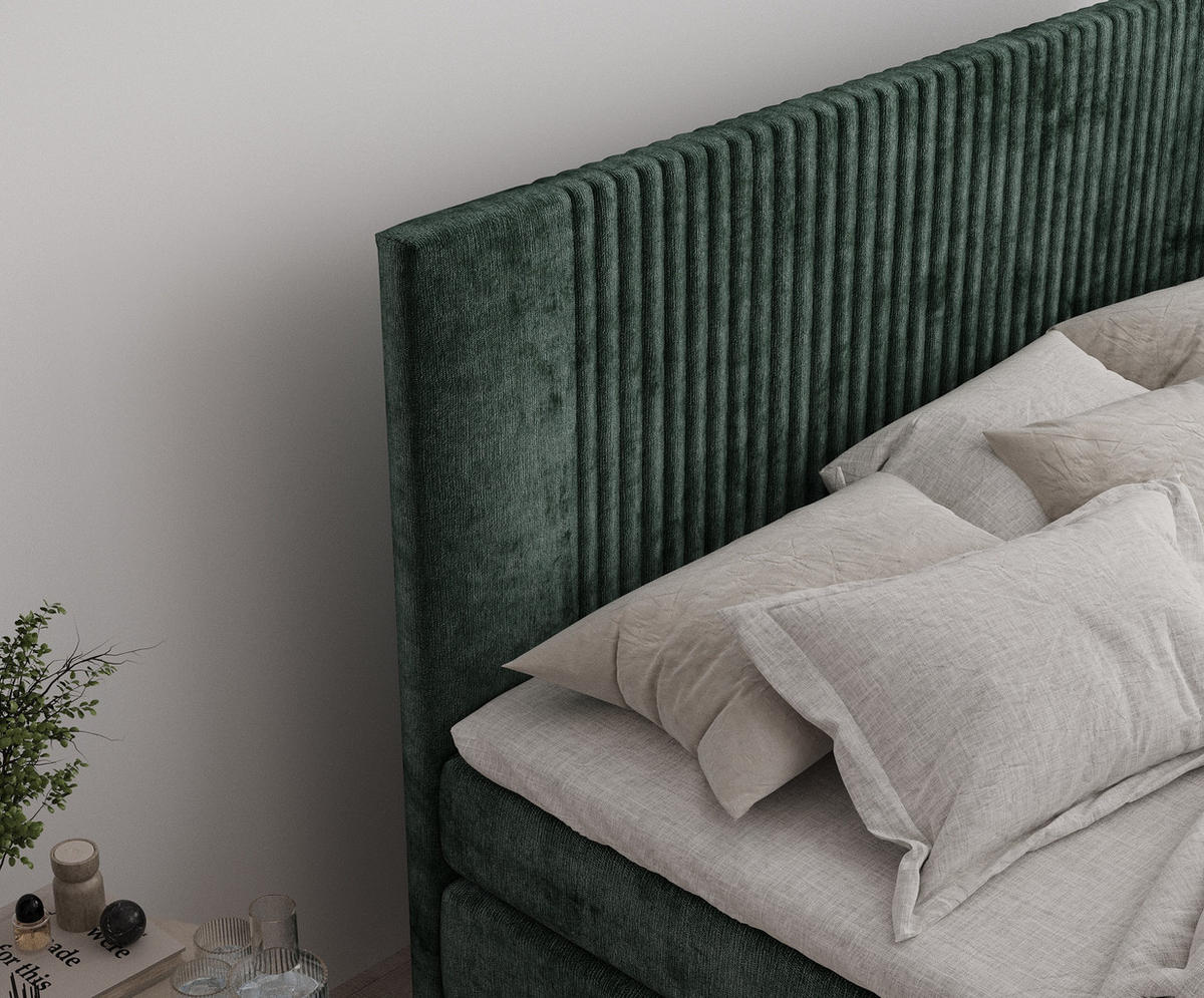 BOXSPRINGBETT Bergamo Grün 160/200 cm - Schwarz/Grün, Holz/Holzwerkstoff (160/200cm) - Maison de Reve