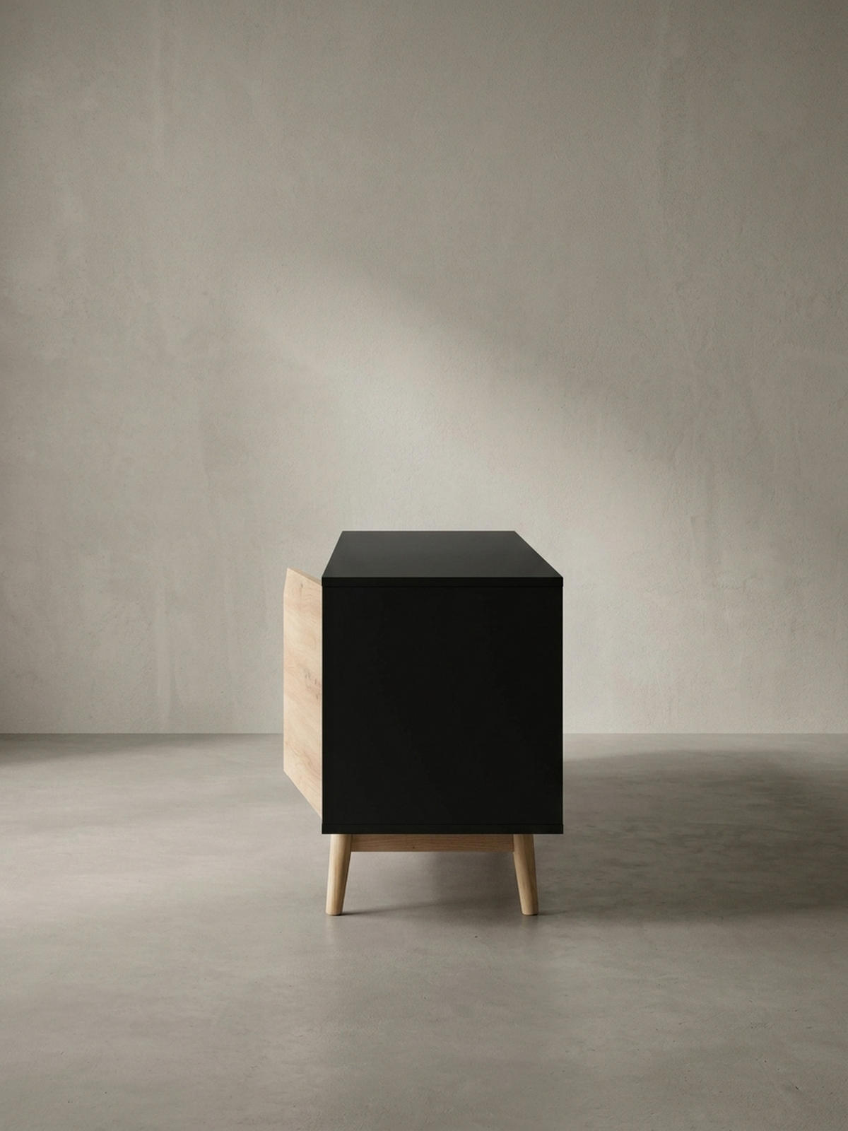 TV-LOWBOARD mit Eiche-Dekor, 2 Türen, modern, Schwarz-Beige 150x40x55 cm - Eichefarben/Schwarz, Holz (150/55/40cm) - KADIMA DESIGN