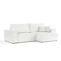 ECKSOFA CAVO mit Schlaffunktion Creme im Neve Stoff - Creme/Schwarz, Holz/Holzwerkstoff (255/148cm) - AltaBeds