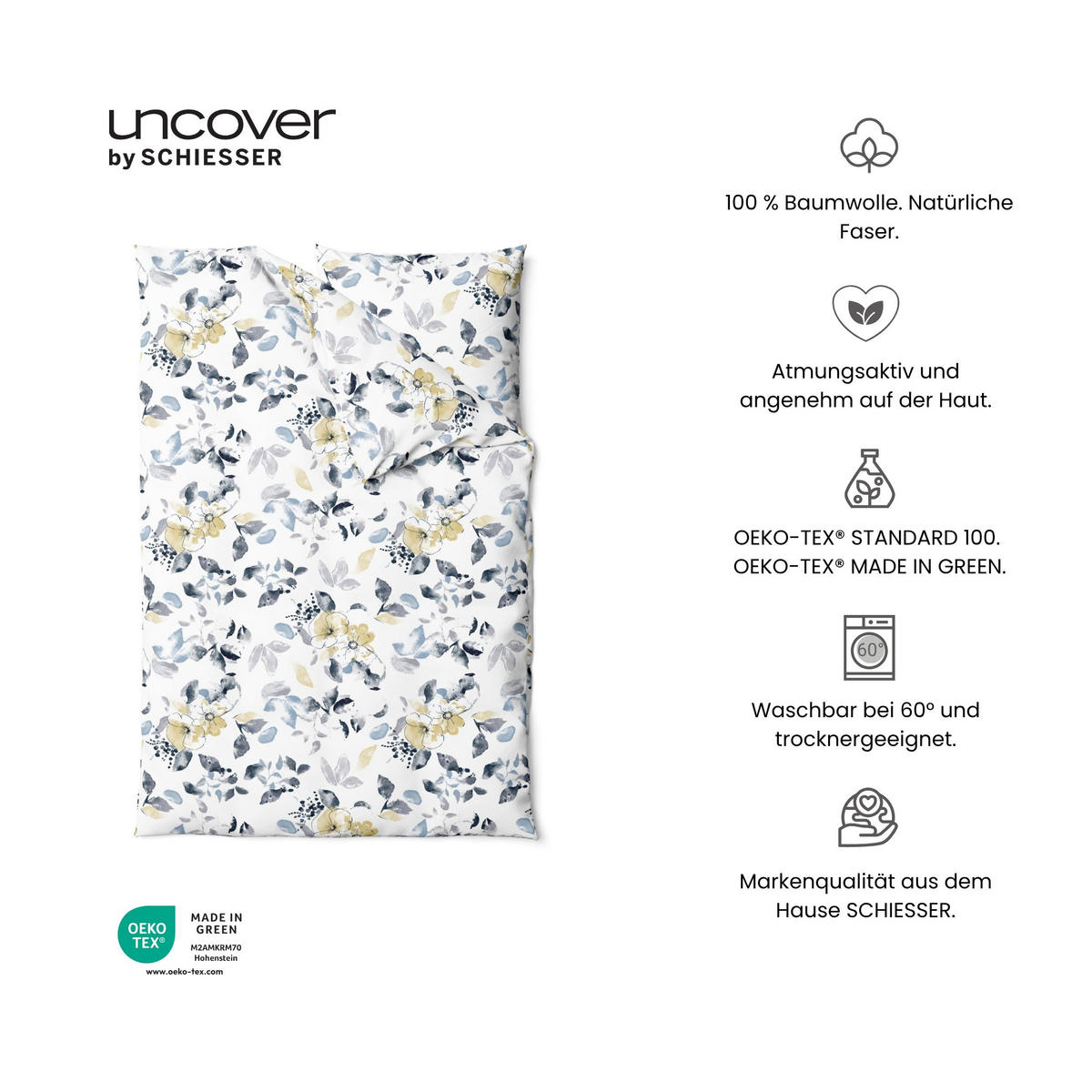 BETTWÄSCHESET Florina - Renforcé - 2-teilig - 135 x 200 cm - Weiß - Weiß, Textil (135/200cm) - Uncover by Schiesser