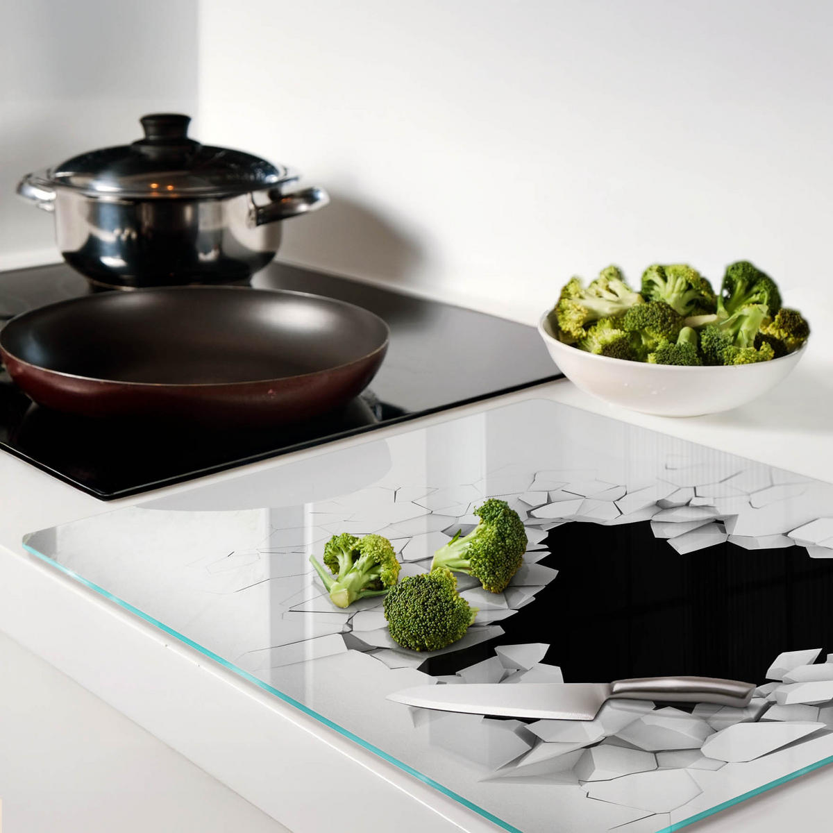 GLASPLATTE 60x52 cm Loch in der Wand - Weiß, Glas (60/0.4/52cm) - TULUP