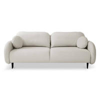 BETTSOFA AGIO Beige Plüsch-Stoff mit Schlaffunktion - Beige, Holz (232/95/109cm) - MASSENO