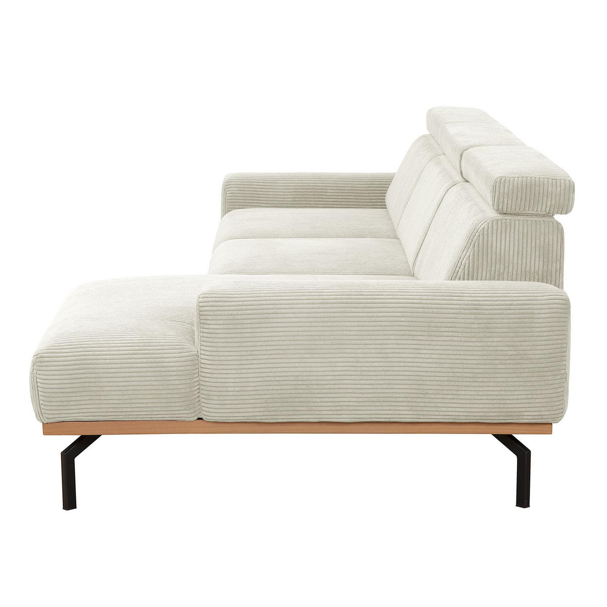 SOFA mit Longchair rechts Katrien Cordstoff creme - Creme, Kunststoff (135/280cm) - 58aufmkessel
