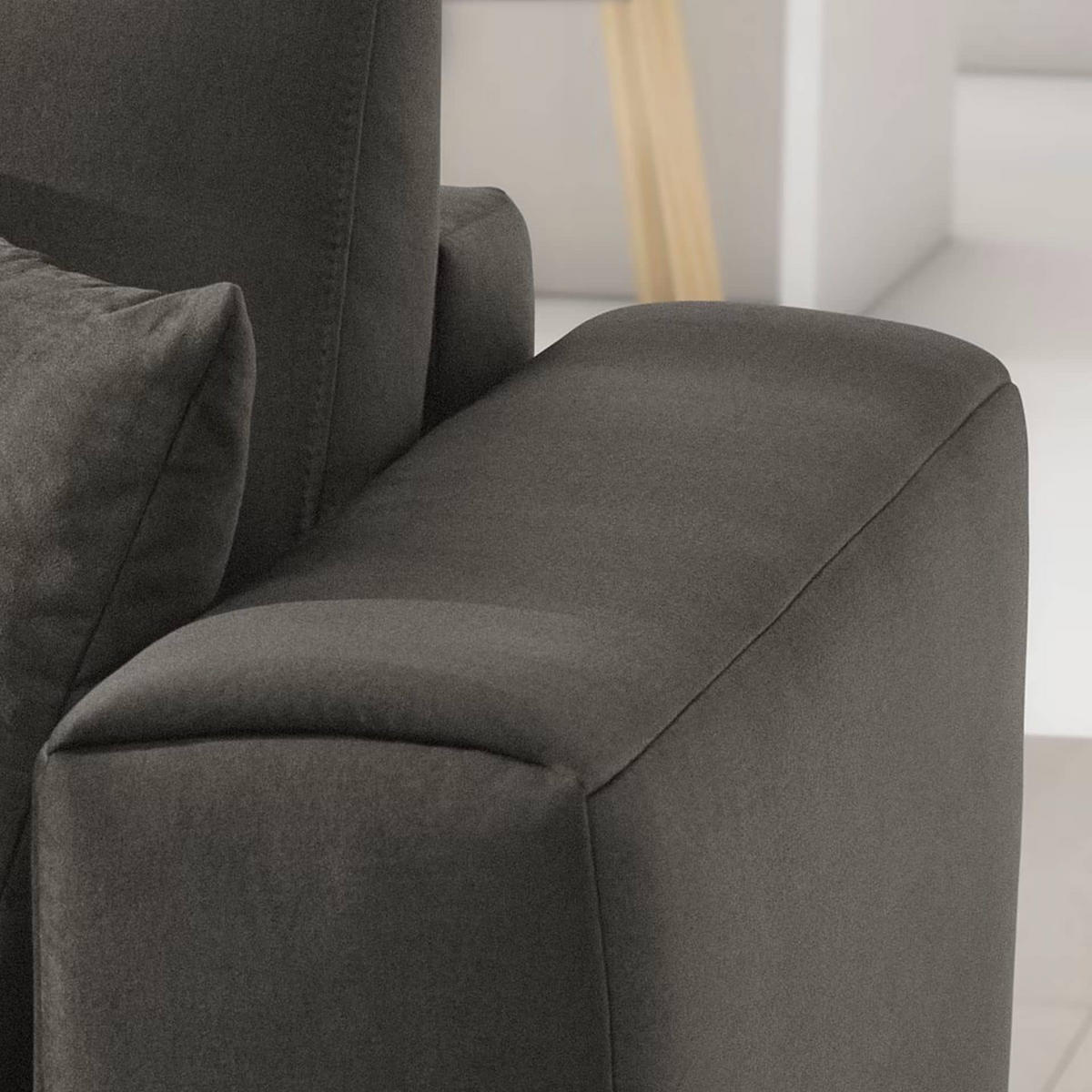 ECKSOFA mit Schlaffunktion und Bettkasten, Loco-Stoff - Schwarz/Grau, Textil/Metall (190/289cm) - Eltap