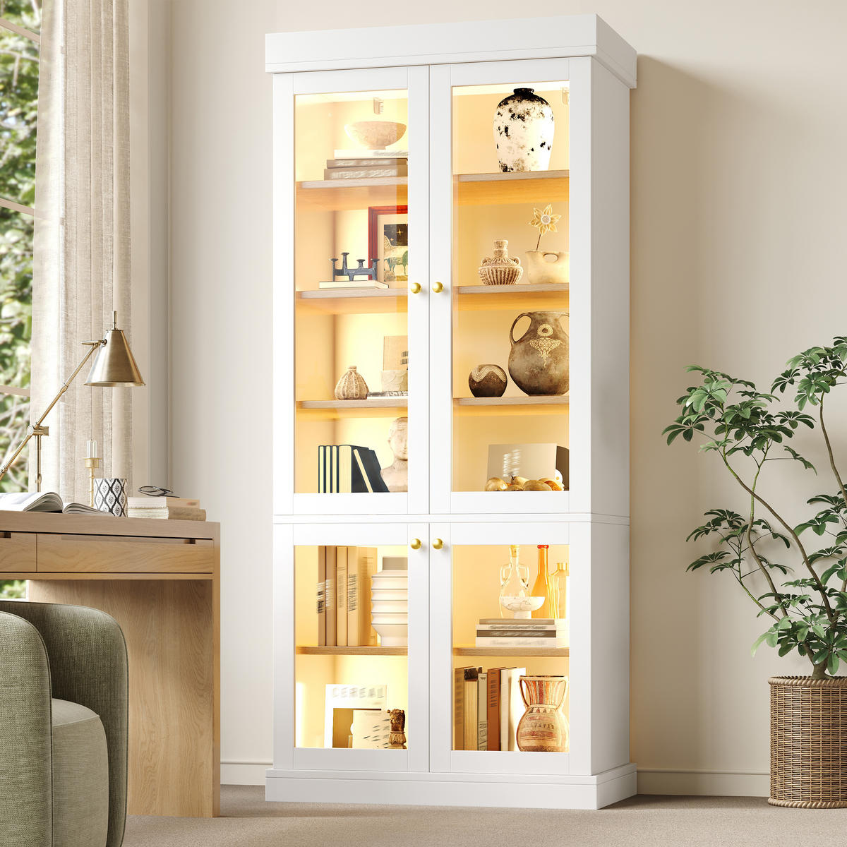 VITRINE LED Glasfront Weiß - Weiß, Glas (80/180/40cm) - FLIEKS