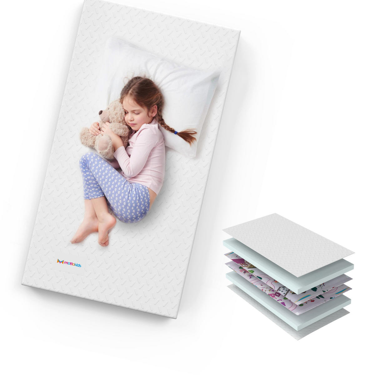 SPIELTEPPICH & Kindermatratze 2in1 Spiel und Schlafmatte Mädchen - Multicolor/Rosa, Textil (130/140cm) - Gowoll