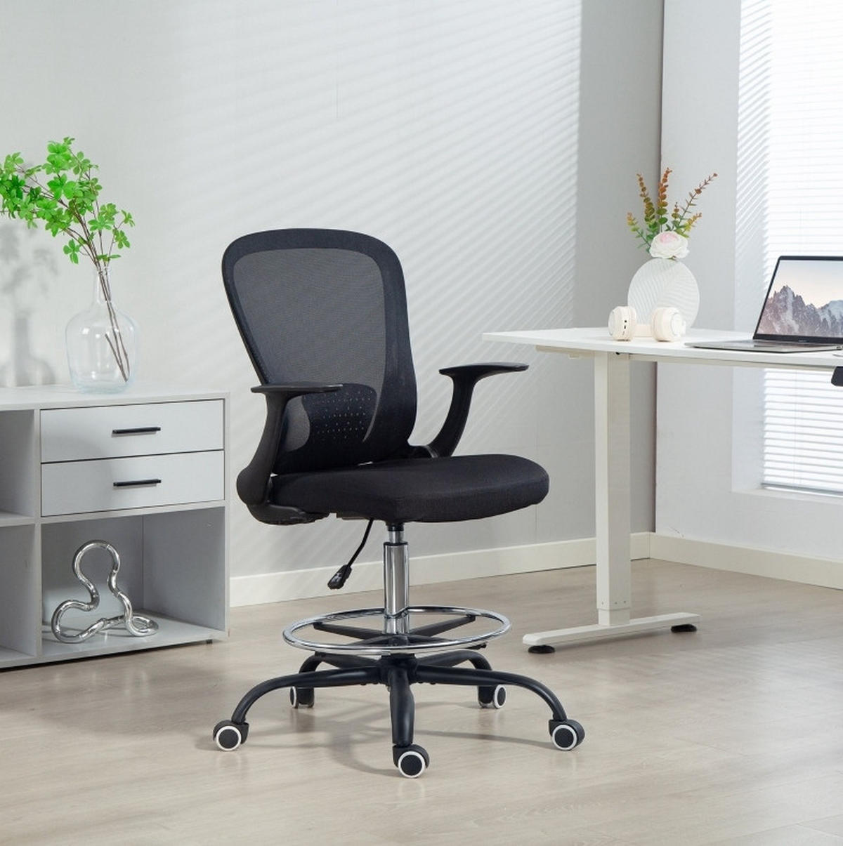 BÜROSTUHL höhenverstellbar 59 x 62 x 99-119 cm Schwarz - Schwarz, Kunststoff (59/119/62cm) - Meubliv