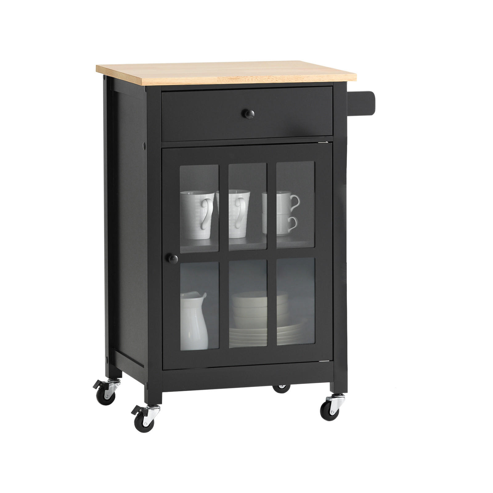 KÜCHENWAGEN Schwarz - Schwarz, Holzwerkstoff (63/88/46cm) - SoBuy