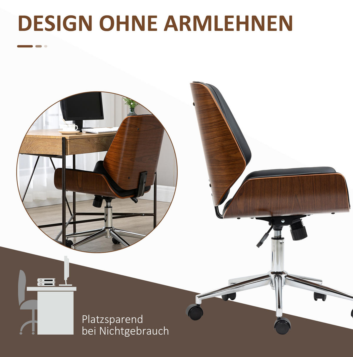 BÜROSTUHL in Schwarz 60x53x96 cm, höhenverstellbar mit Kippfunktion - Schwarz, Kunststoff (53/96/60cm) - IVMEU