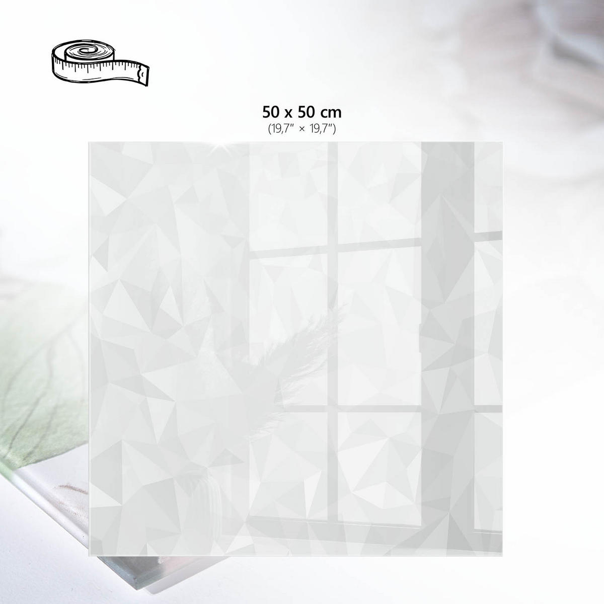 TISCHPLATTE 50x50 cm – Geometrischer Hintergrund - Weiß, Glas (0.4/50/50cm) - Wallfluent