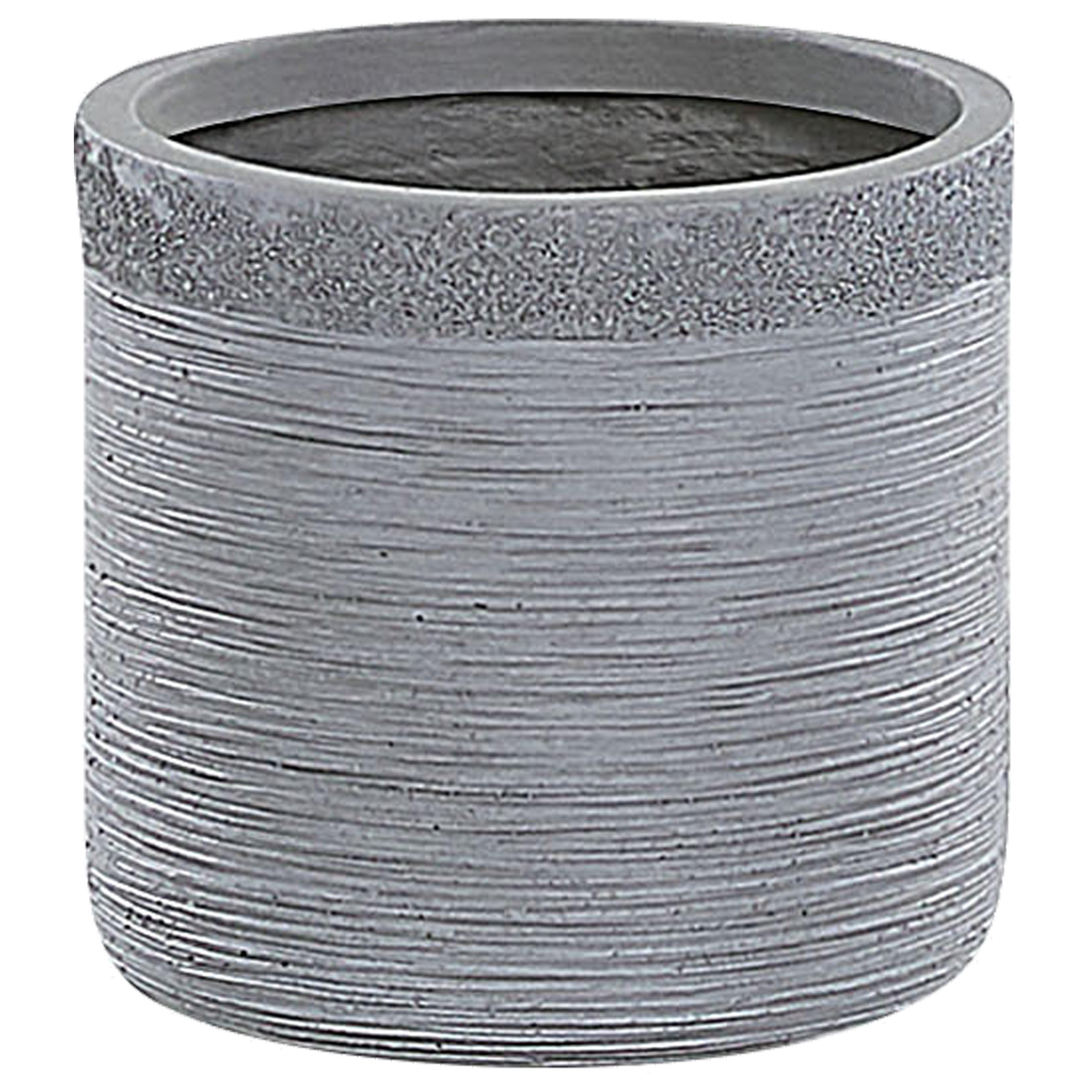 BLUMENTOPF grau rund 26/26/25 cm Samos - Grau, Naturmaterialien (25cm) - Beliani