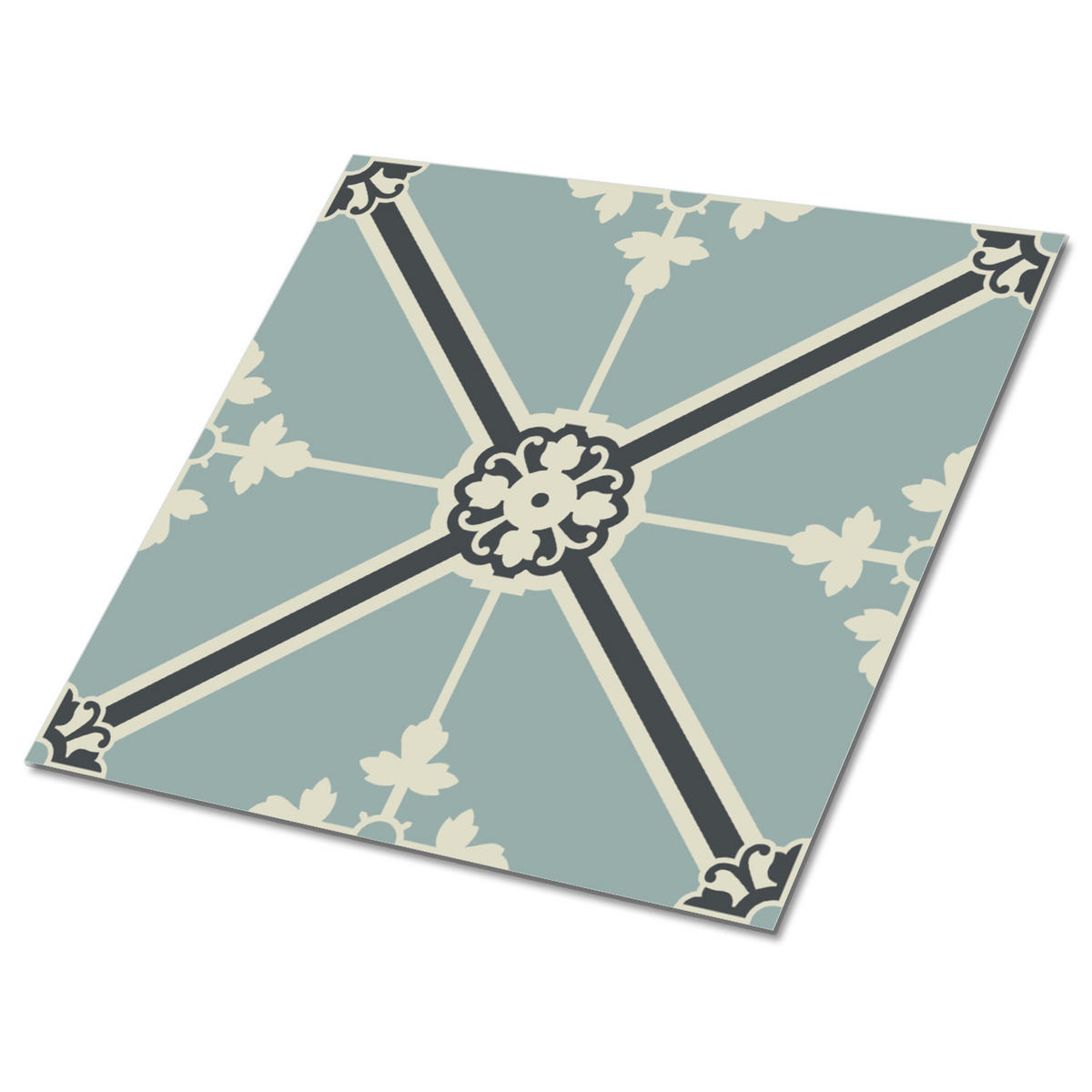 FLIESENAUFKLEBER 9 Stück 30x30 cm selbstklebend Königliches Ornament - Grau, Textil (30/1.6/30cm) - TULUP