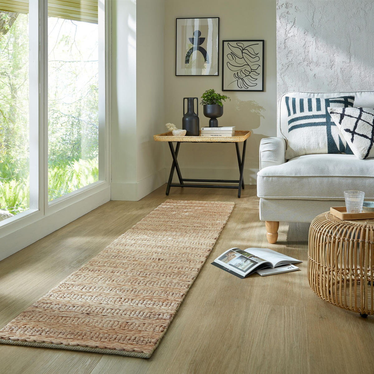 TEPPICH Kurzflor Geflochten Muster, Struktur, Flur Natur Läufer 60x230 - Beige, Textil (60/230cm) - KADIMA DESIGN