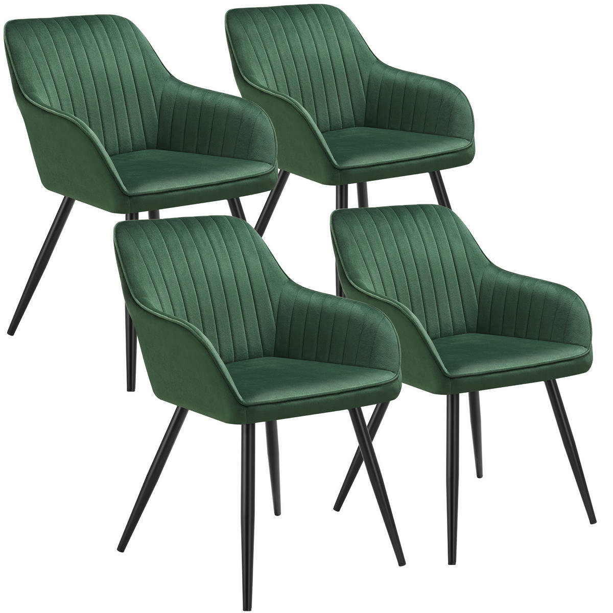 ESSZIMMERSTUHL 4er Set Marilyn 58 x 62 x 82 cm dunkelgrün/schwarz - Dunkelgrün/Schwarz, Metall (58/82/62cm) - tectake
