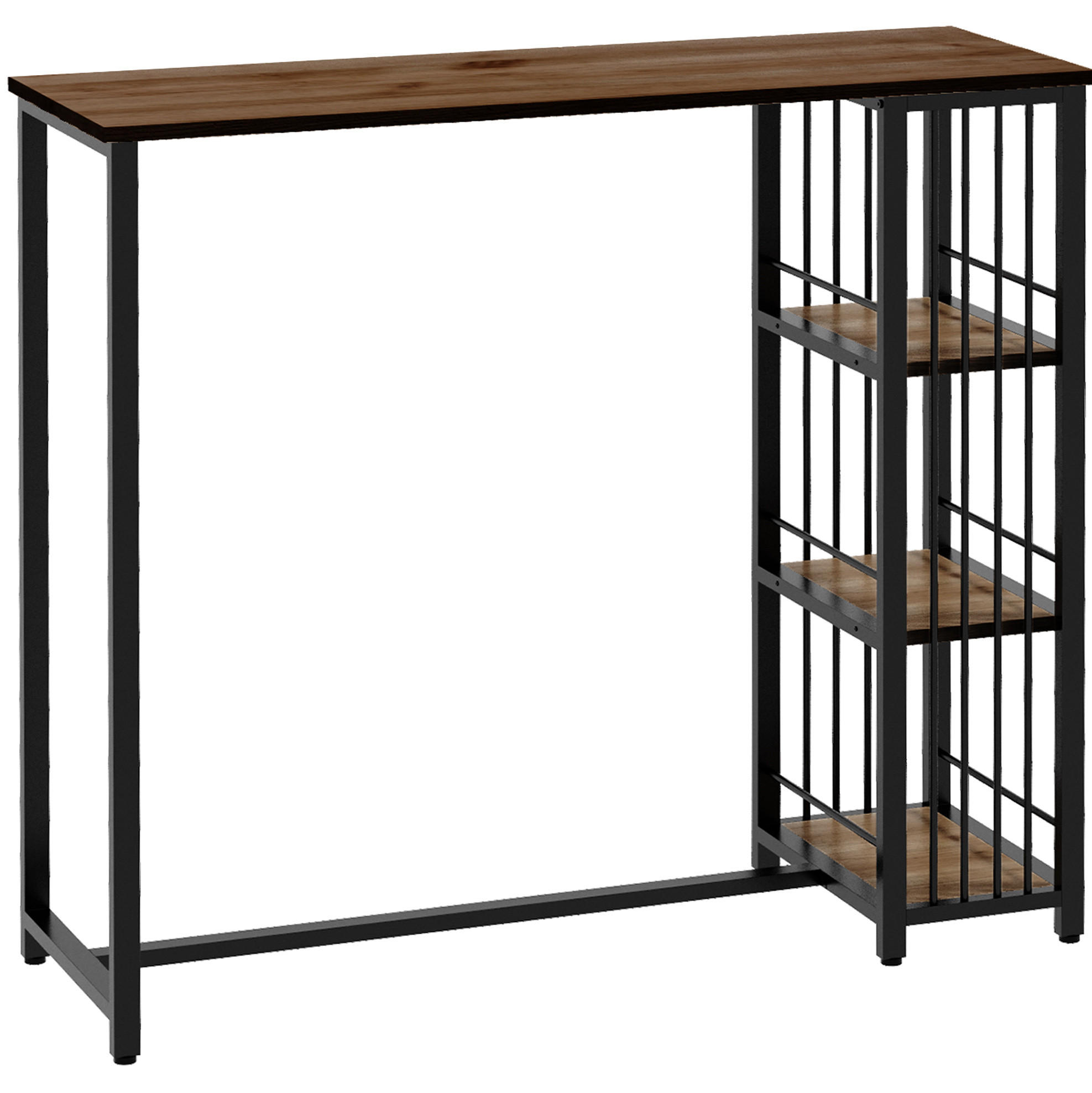 BARTISCH 120/40/105 cm in Braun mit 3 Ablagen im Industrial-Stil - Braun, Holzwerkstoff (40/120/105cm) - BEAOK