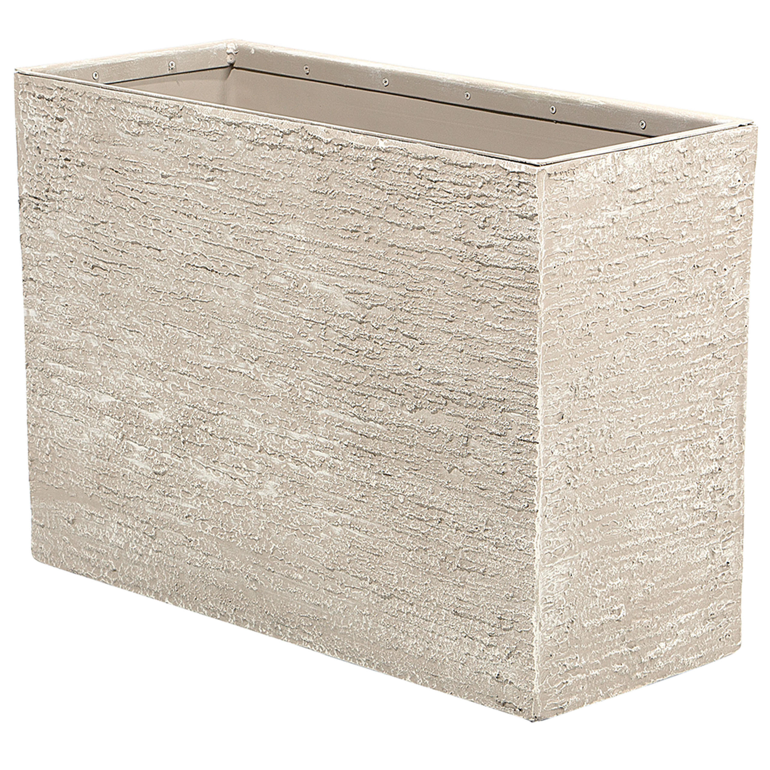 BLUMENTOPF hellbeige rechteckig 29/70/50 cm Edessa - Beige, Stein (50cm) - Beliani