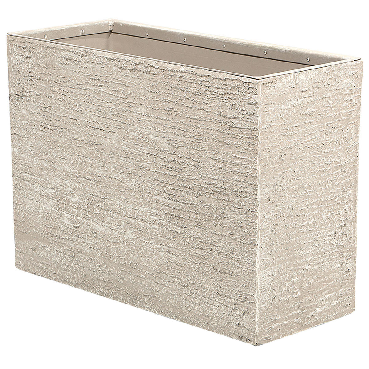 BLUMENTOPF hellbeige rechteckig 29/70/50 cm Edessa - Beige, Stein (50cm) - Beliani