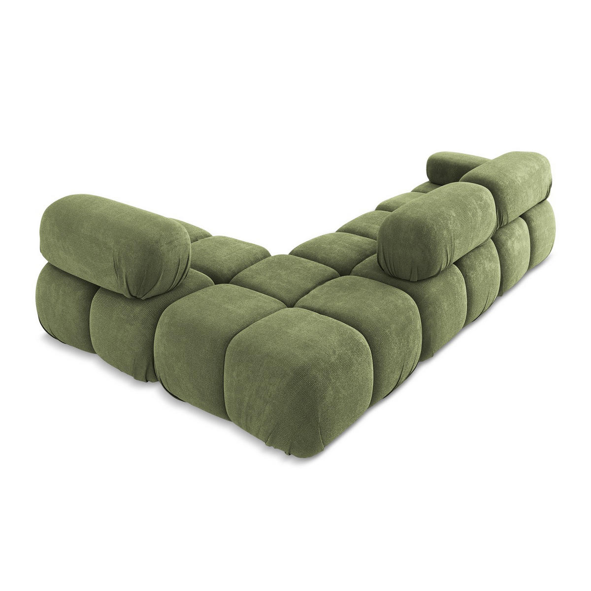 ECKSOFA Rechts Chenille Stoff Grün - Schwarz/Grau, Kunststoff/Textil (285/190cm) - LaMiaSofa