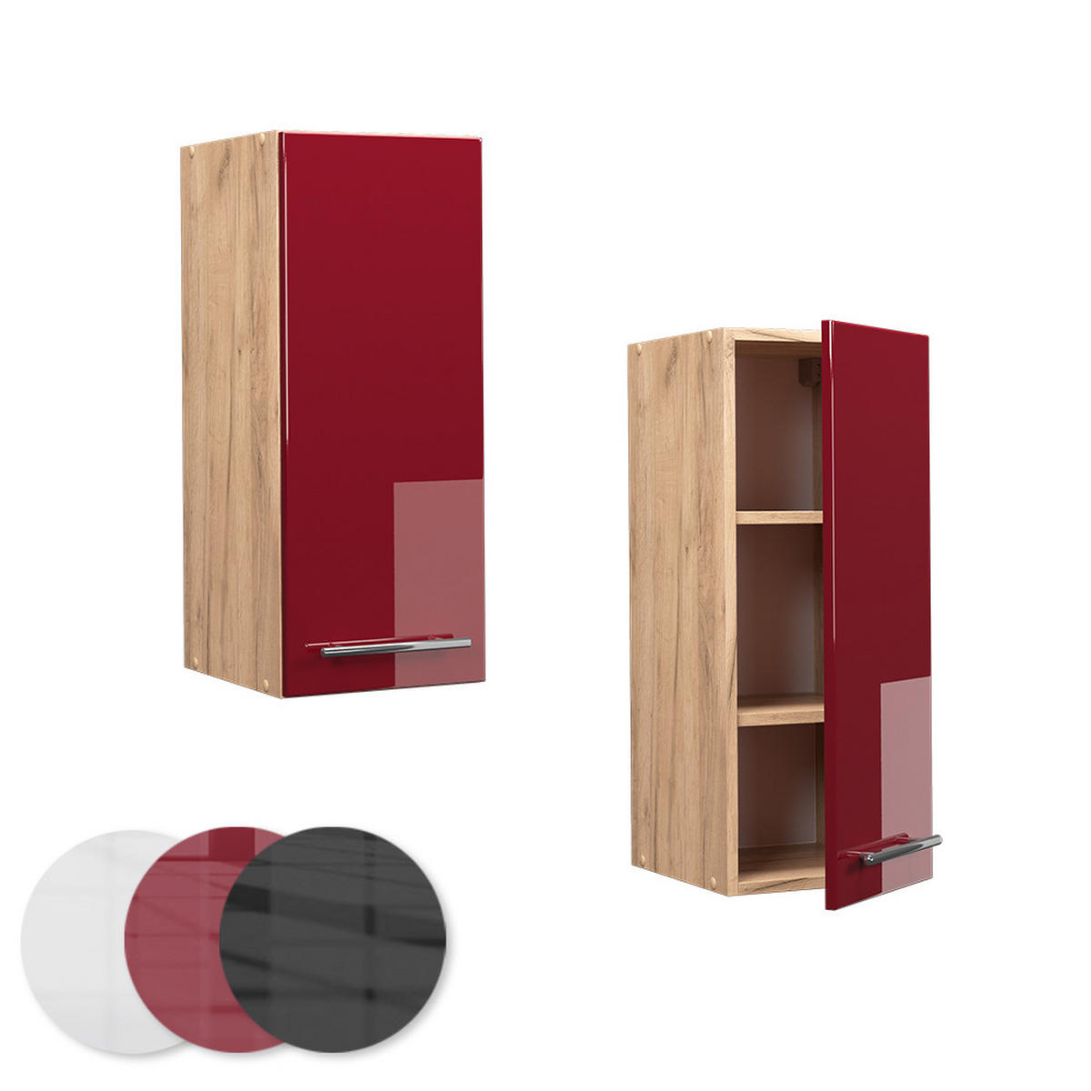 HÄNGESCHRANK Fame-Line Bordeaux Hochglanz 30 cm - Honigeiche/Bordeaux, Holzwerkstoff (30/72/34.1cm) - Vicco