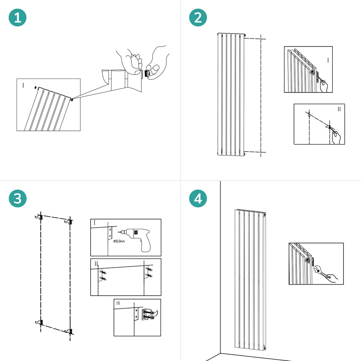 HEIZKÖRPER Flachheizkörper Schwarz 160/30/6,3 cm - Anthrazit, Metall (30/160/6.3cm) - EMKE