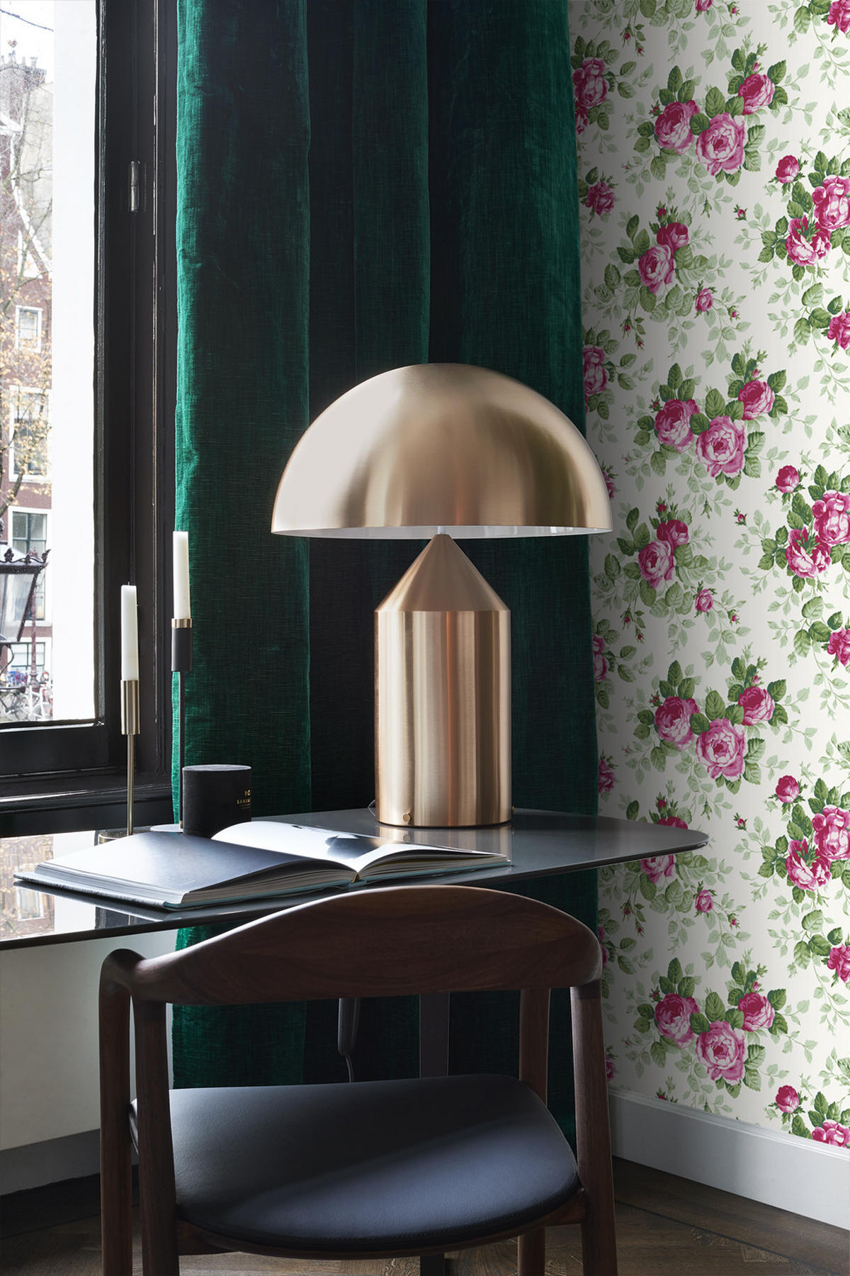 TAPETE Rosen 53 cm x 10.05 m - Pink, Papier (53/1000cm) - Origin Wallcoverings