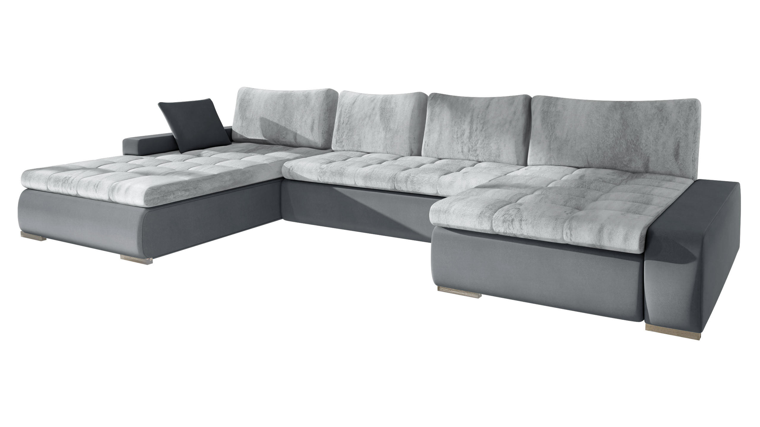 WOHNLANDSCHAFT Caro Premium - Silberfarben/Grau, Holz/Textil (394/80/213cm) - MIRJAN24