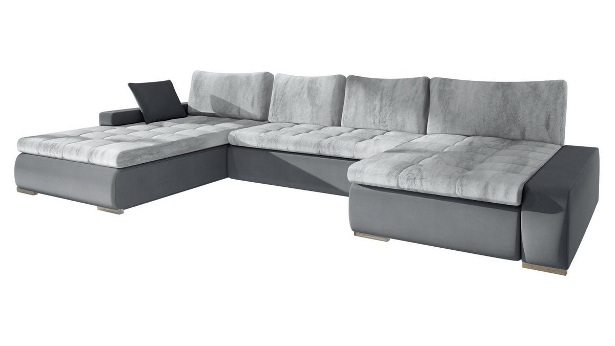 WOHNLANDSCHAFT Caro Premium - Silberfarben/Grau, Holz/Textil (394/80/213cm) - MIRJAN24
