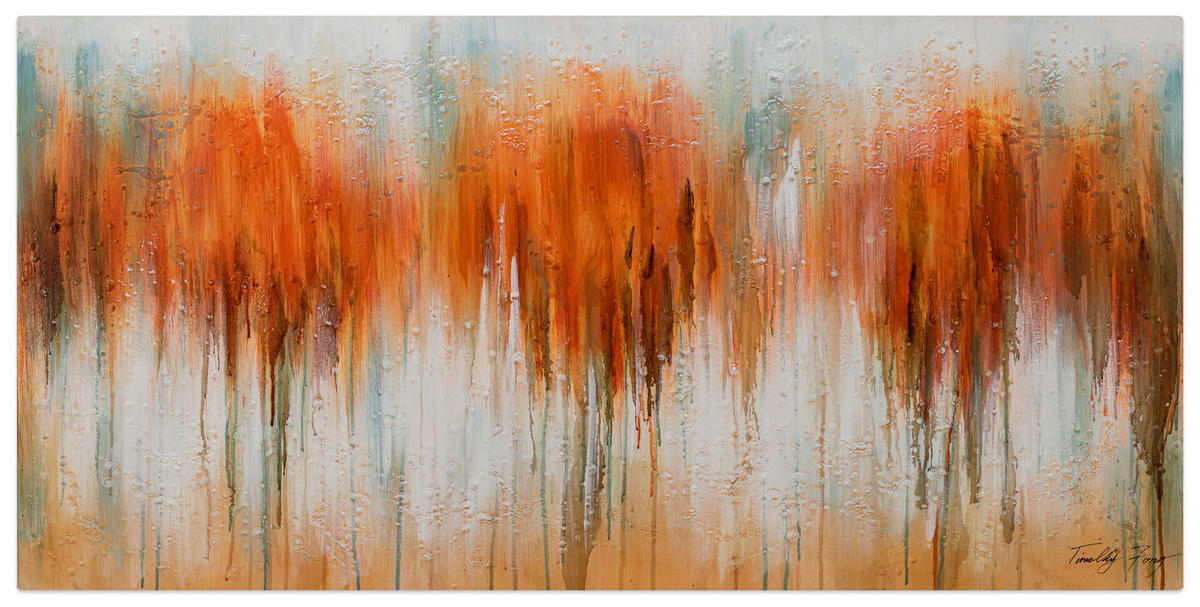 ACRYLBILD HANDGEMALT 120/60 cm - Orange/Grün, Holz/Textil (120/60cm) - KUNSTLOFT