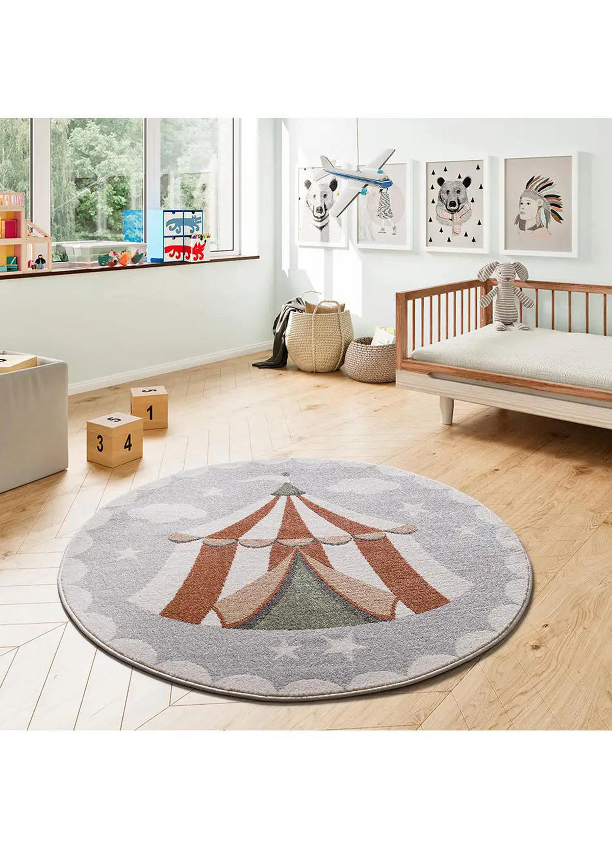 KINDERTEPPICH Grau Beats 120/120 cm - Grau, Naturmaterialien/Textil (120/120cm) - Atticgo