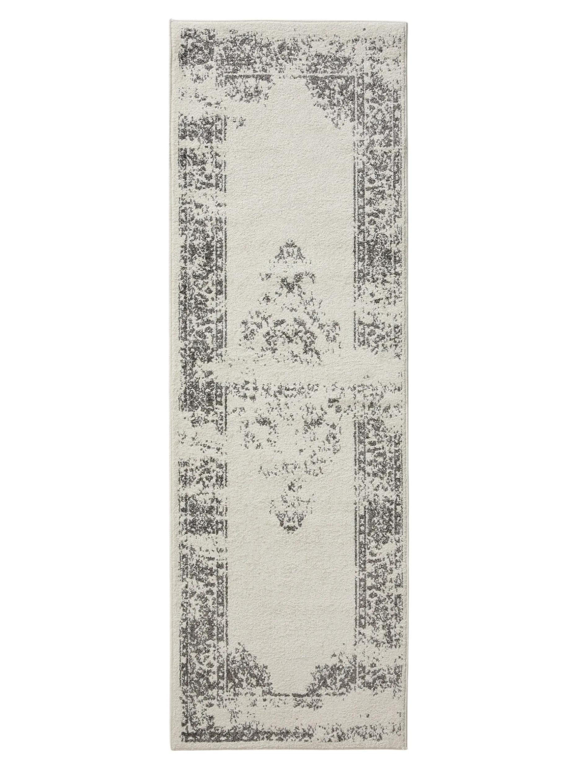 VINTAGE-LÄUFER Sia 80/240 cm - Creme/Grau, Kunststoff (80/240cm) - benuta
