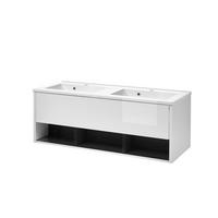WASCHTISCH M20 Weiß Hochglanz & Anthrazit 120/44/47 cm mit Waschbecken - Weiß Hochglanz/Anthrazit, Holzwerkstoff (120/44/47cm) - Livojo