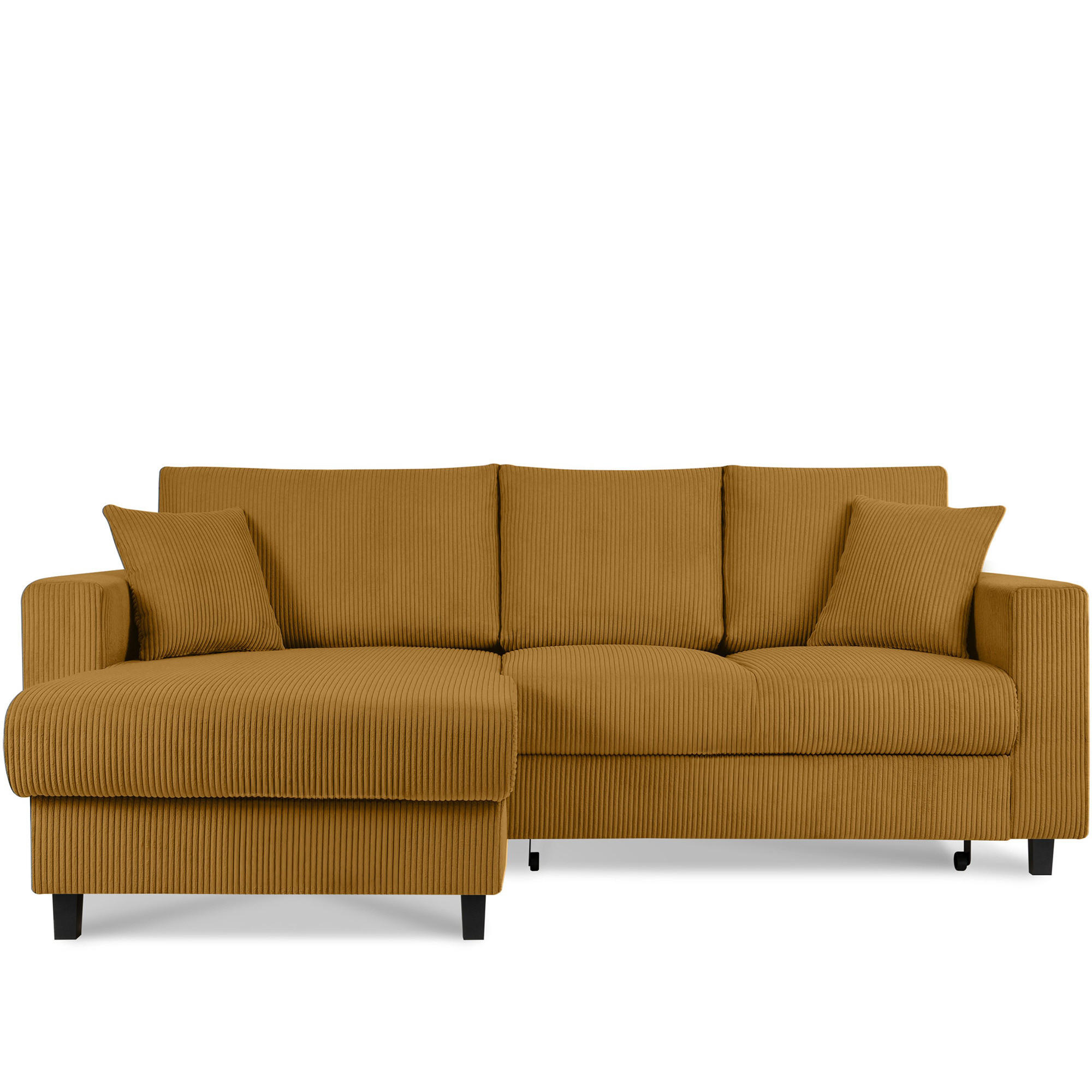 ECKSCHLAFSOFA EGRET Links mit Bettkasten, Cord-Stoff, gelb - Gelb, Textil (234/90cm) - KONSIMO®