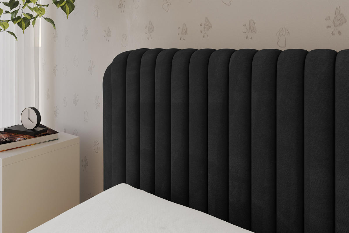 EINZELLBETT Jugendbett mit Bettkasten und Matratze H3/H4, Rechts - AURY 80x200 Schwarz - Anthrazit, Holzwerkstoff/Textil (80/200cm) - ALTDECOR