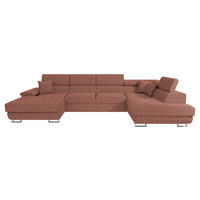 WOHNLANDSCHAFT Cotere Bis Cord, Seite: Rechts - Rosa, Holz (345/91/202cm) - MIRJAN24