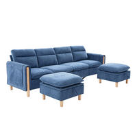 SOFA-SET U-Form mit Stauraum 261 cm Chenille Blau 4-Sitzer - Blau, Holz (77/86/261cm) - Meubliv