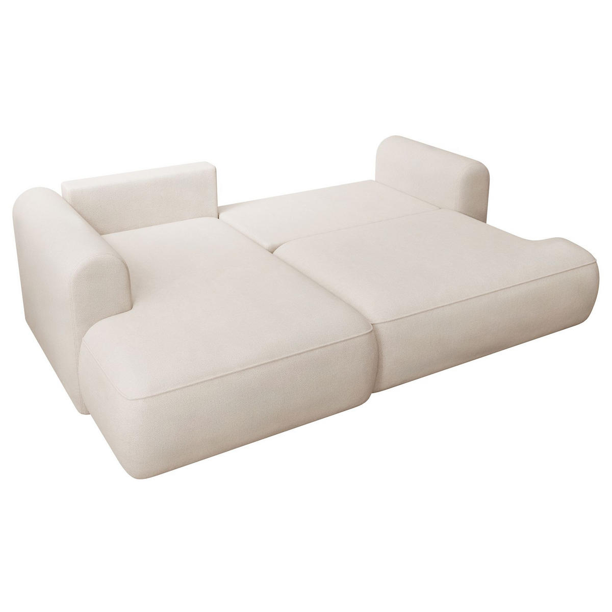 ECKSCHLAFSOFA Ovo Mini Creme Easy-Clean-Chenille-Bezug - Creme/Schwarz, Kunststoff/Textil (238/156cm) - Selsey