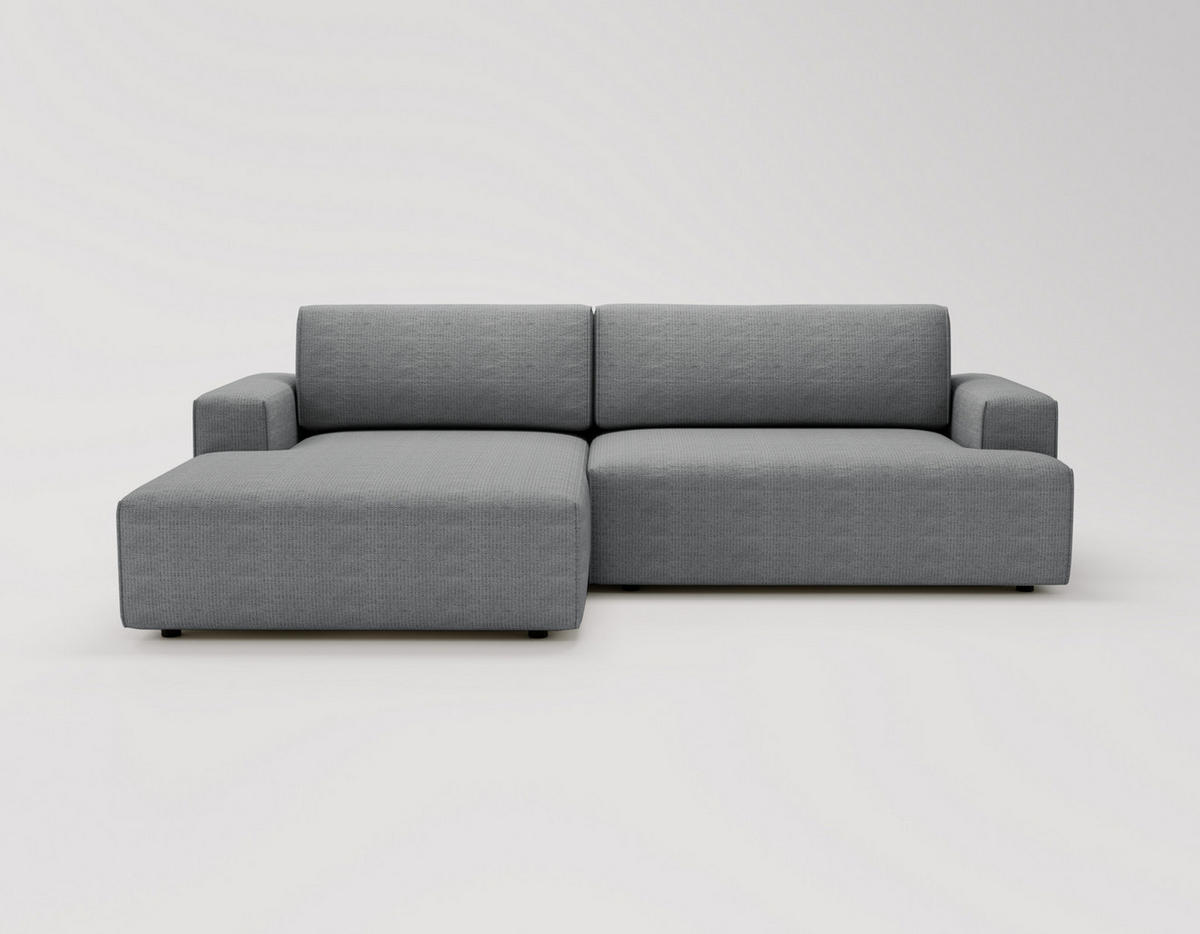 ECKSOFA L-Form 270 cm Boston mit Bettkasten, Schlaffunktion, Links, Grau - Grau, Holz (165/270cm) - Emporius