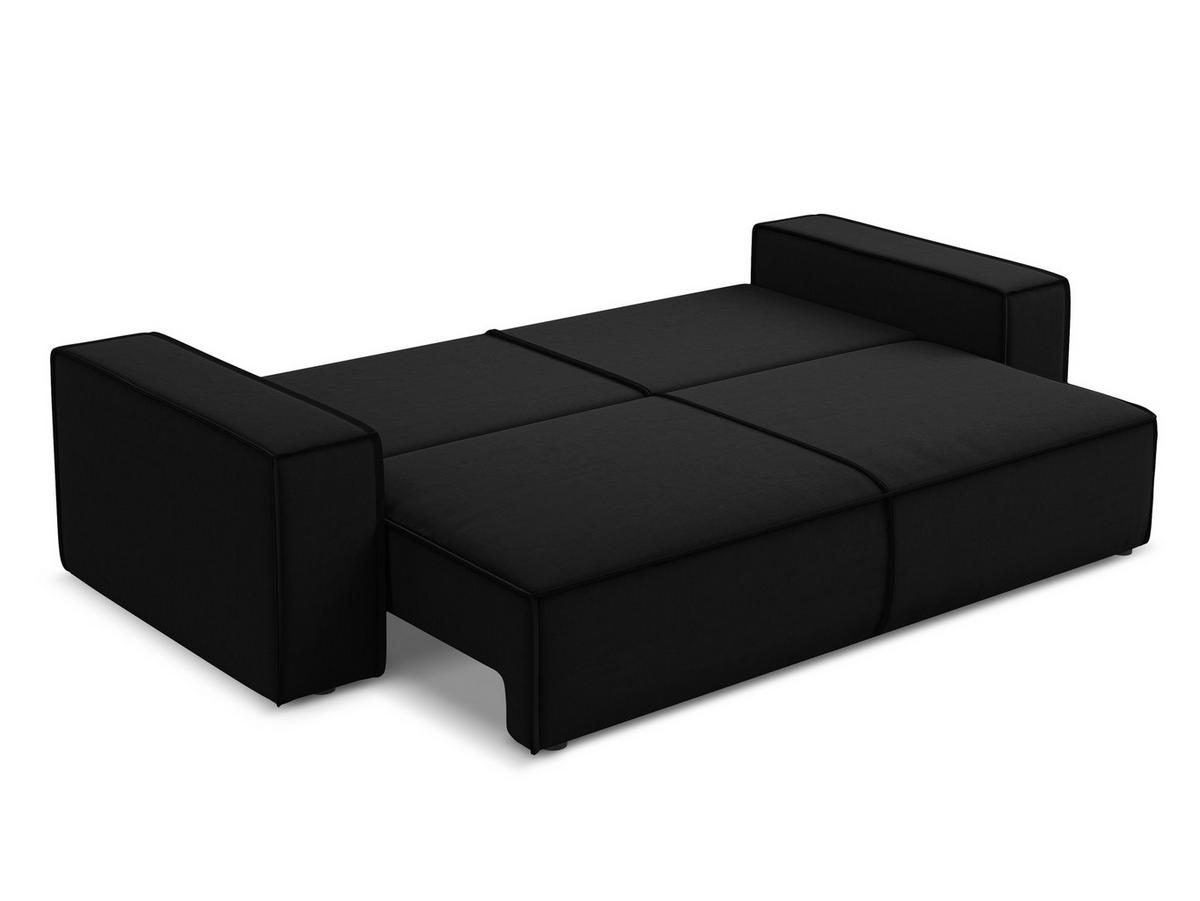 3-SITZER SOFA mit Schlaffunktion Samt Stoff Schwarz - Schwarz, Kunststoff/Textil (255/85/105cm) - Makamii